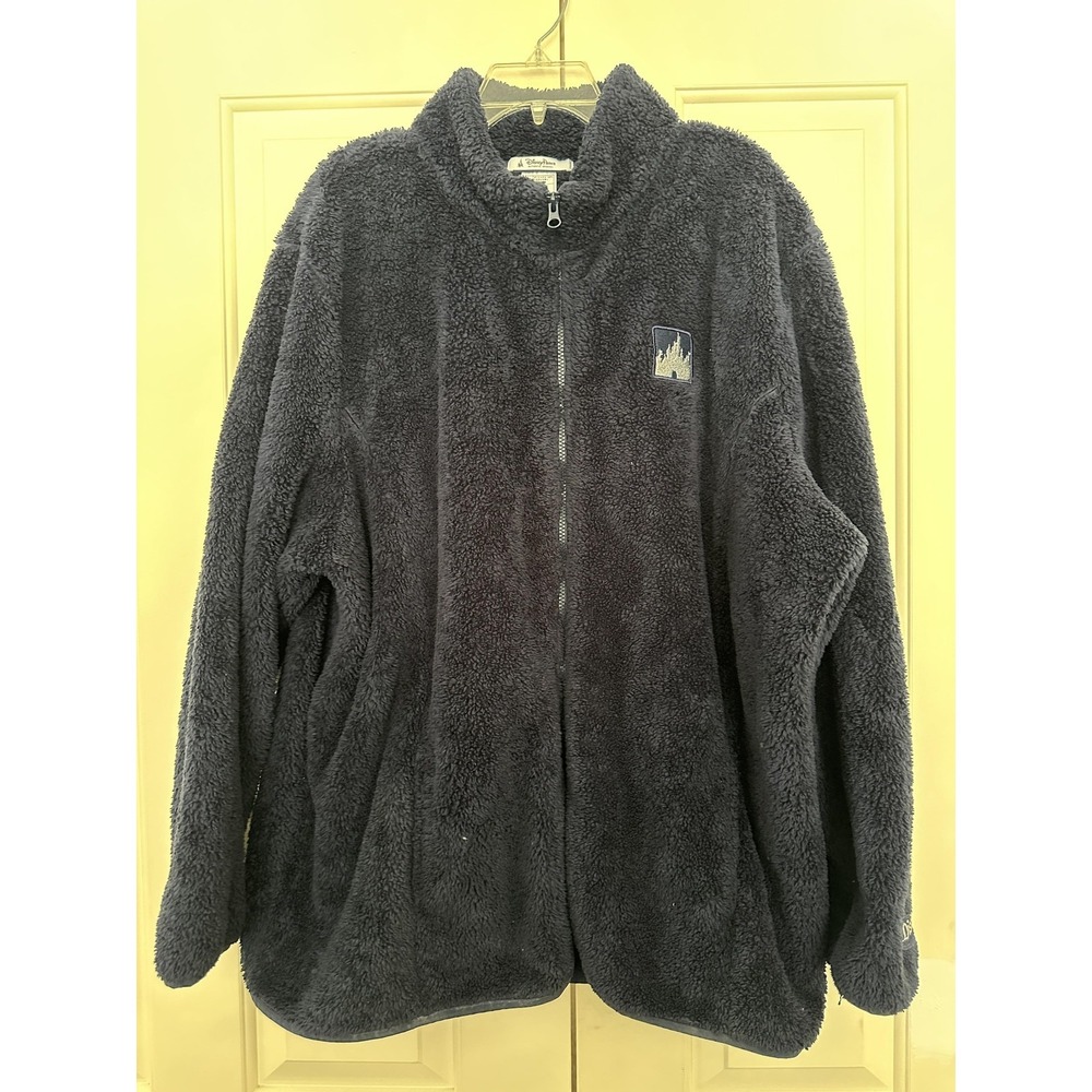 Disneyland Resort Disney Parks Jacket Womens 3X Navy Blue Sherpa Fleece Full Zip